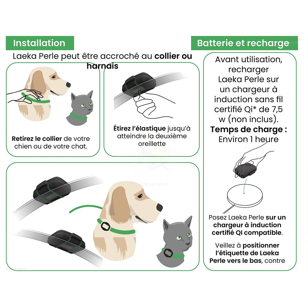 Laeka Perle - GPS 4G connecté pour chien & chat | Suivi & Sécurité  | Abonnement 4G inclus a vie
